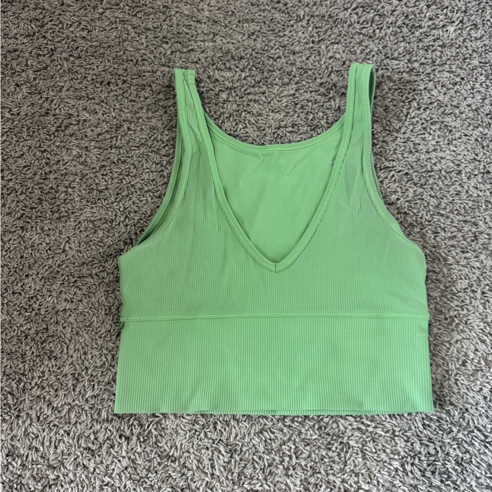lululemon athletica Ribbed V-Neck Crop Tank — Lime Green